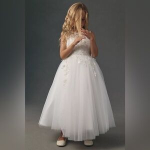 Anthropologie White Floral Kids Formal Dress